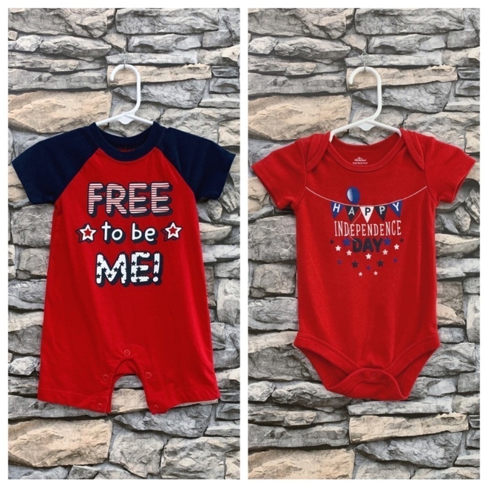 Patriotic 4th of July Stars Stripes Playsuit Bodysuit Onesie Romper Jumper Baby
